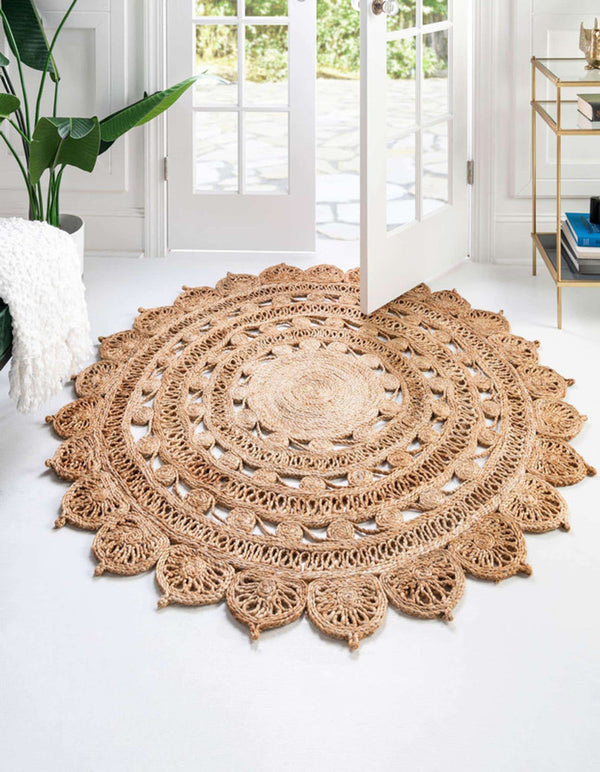 Natural Round Rich Texture Jute Rug