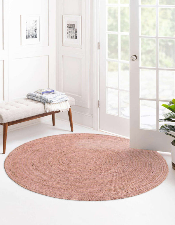 Pink Handmade Modern Leather Rug
