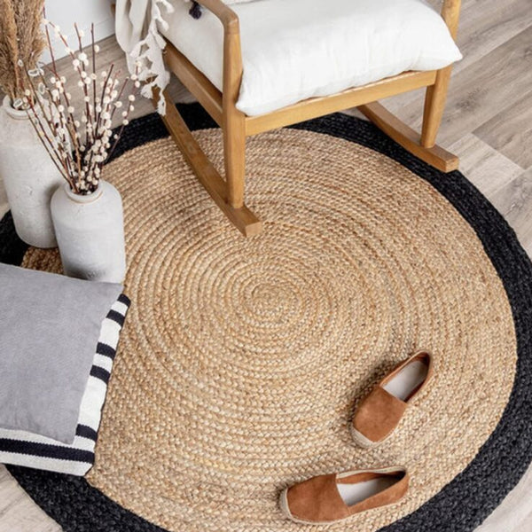 Country Cottage Black and Brown Jute Rug