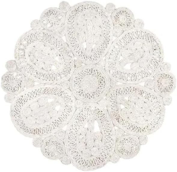 White Round Braided Farmhouse Jute Rug