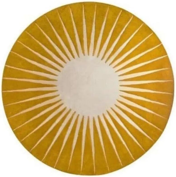 Yellow 7x7 Round Sun Design Rug