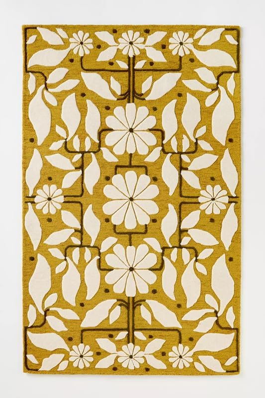 Hand-Tufted Area Rug Fresh Petals Design Wool Rug Soft & Durable Carpet for Living Room, Bedroom Dining Room Kitchen & Entryway