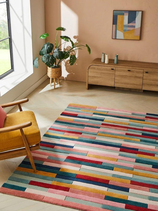 Trending Block Print Multicolor Abstract Rug