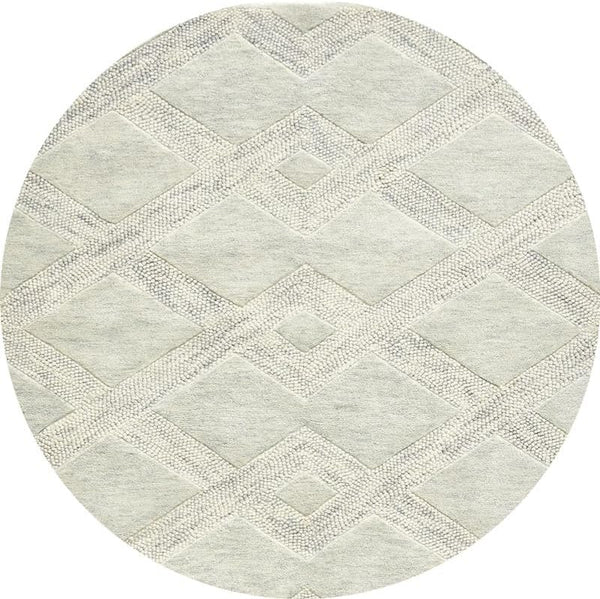 ODETTE RUGS Hand-Tufted Textured Area Rug Soft Wool Modern Rug Durable Geometric Pattern Non-Slip Carpet for Home Decor High Traffic Areas Living Room Dining Room Bedroom (Round)