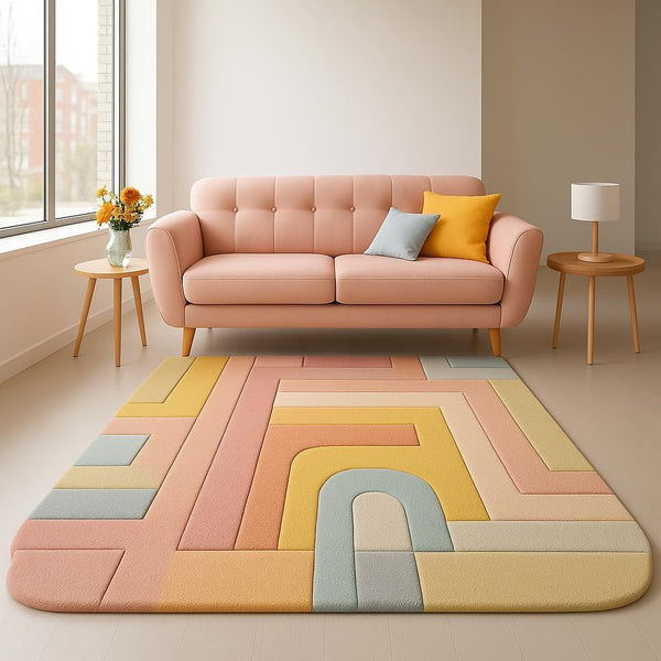 Colorful Rectangle Shape Modern Rug