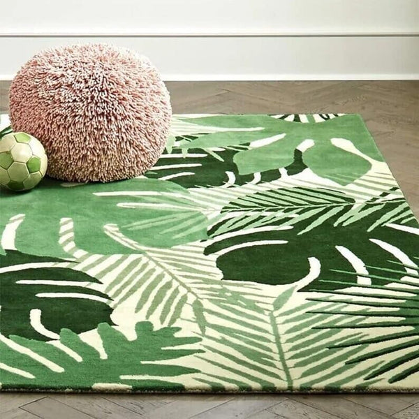 Leaf Pattern Rectangle Abstract Rug