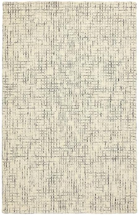 Rectangular Ribbed Textured Medium Pile Cross Design Abstract Rug