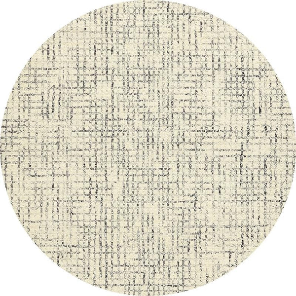 Round Ribbed Textured Medium Pile Cross Design Abstract Rug