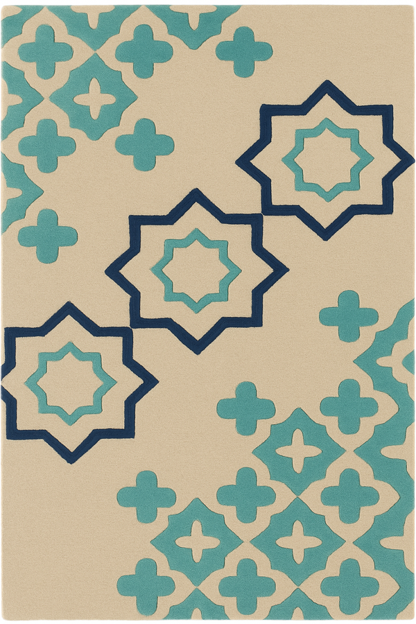 Modern Geomatric Wool Rug Soft  Carpet Hand Tufted Light Taupe Rug