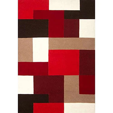Red L-Box Hand Tufted ,short Wool Rugs Carpet